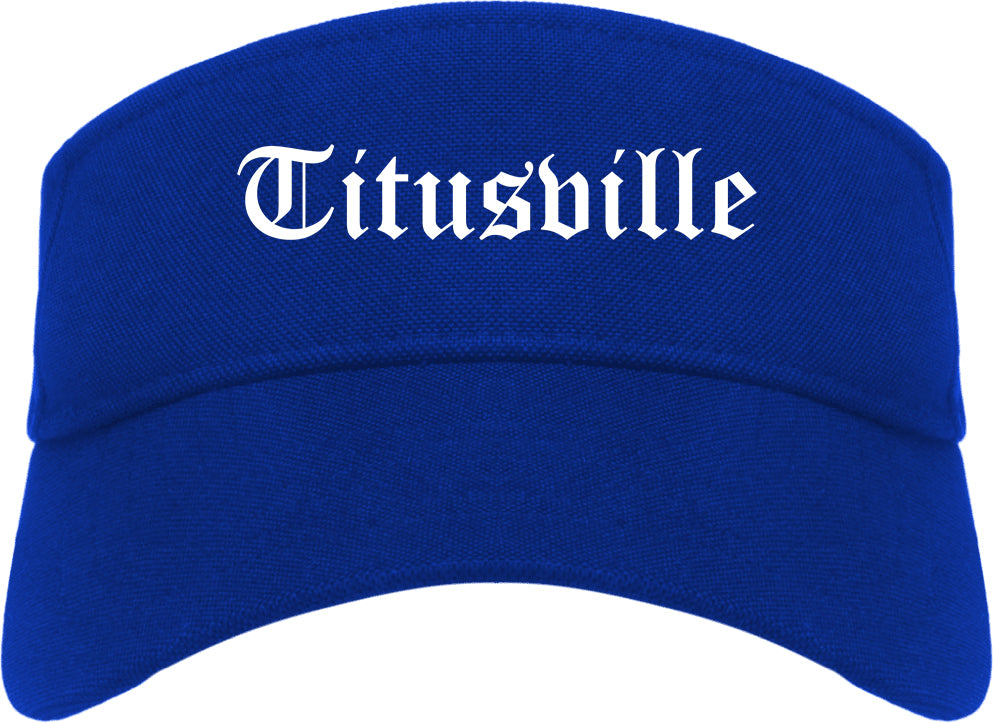 Titusville Pennsylvania PA Old English Mens Visor Cap Hat Royal Blue
