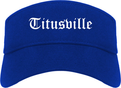 Titusville Pennsylvania PA Old English Mens Visor Cap Hat Royal Blue