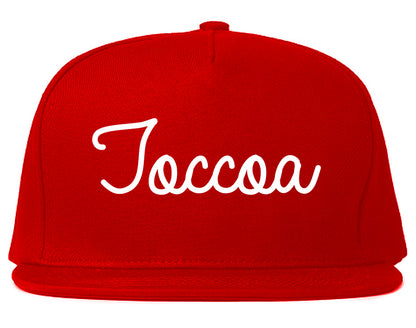 Toccoa Georgia GA Script Mens Snapback Hat Red