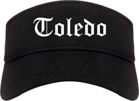 Toledo Ohio OH Old English Mens Visor Cap Hat Black