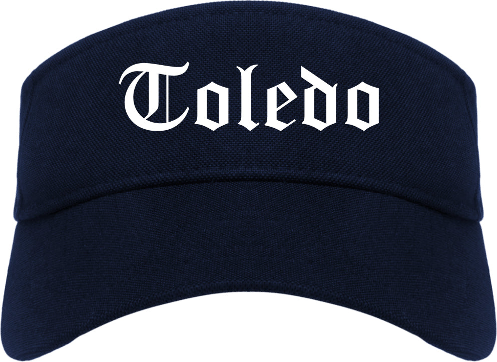 Toledo Ohio OH Old English Mens Visor Cap Hat Navy Blue