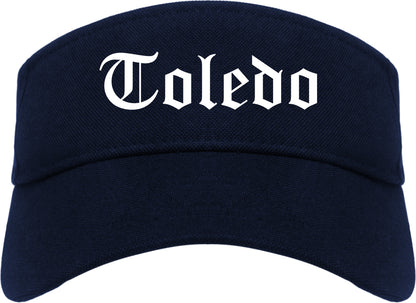 Toledo Ohio OH Old English Mens Visor Cap Hat Navy Blue