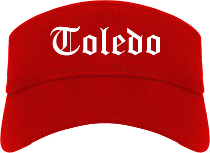Toledo Ohio OH Old English Mens Visor Cap Hat Red