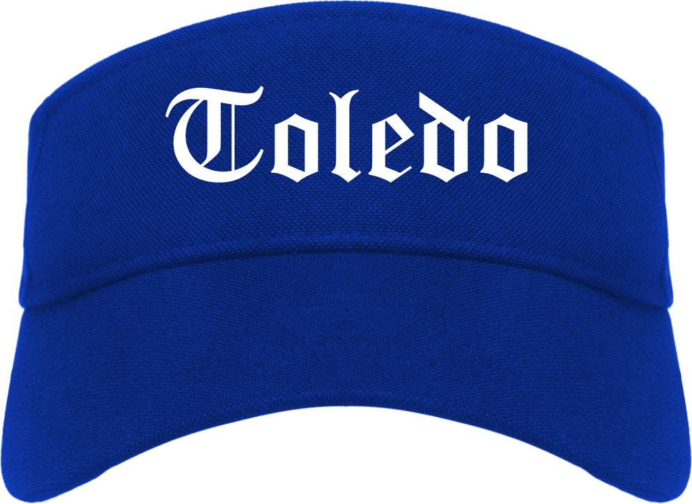 Toledo Ohio OH Old English Mens Visor Cap Hat Royal Blue