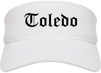 Toledo Ohio OH Old English Mens Visor Cap Hat White