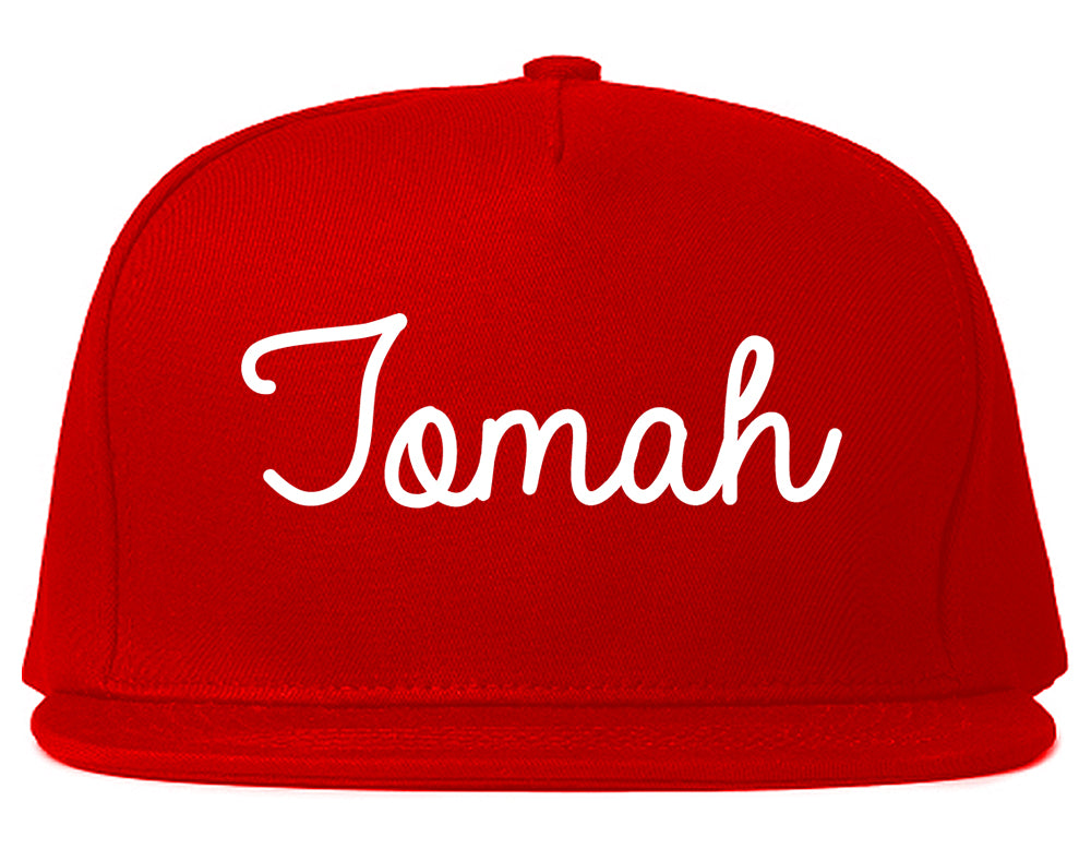Tomah Wisconsin WI Script Mens Snapback Hat Red