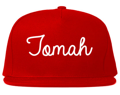 Tomah Wisconsin WI Script Mens Snapback Hat Red