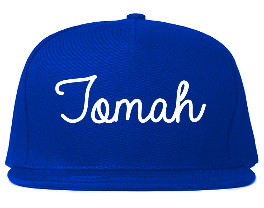 Tomah Wisconsin WI Script Mens Snapback Hat Royal Blue