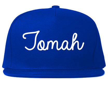 Tomah Wisconsin WI Script Mens Snapback Hat Royal Blue