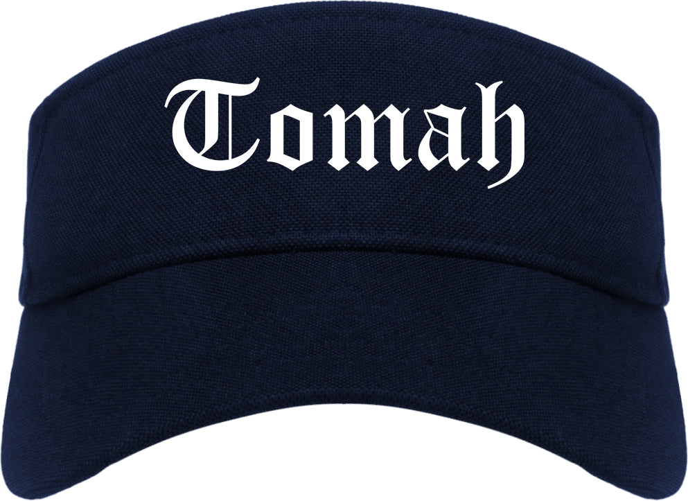 Tomah Wisconsin WI Old English Mens Visor Cap Hat Navy Blue