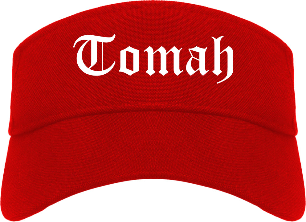 Tomah Wisconsin WI Old English Mens Visor Cap Hat Red