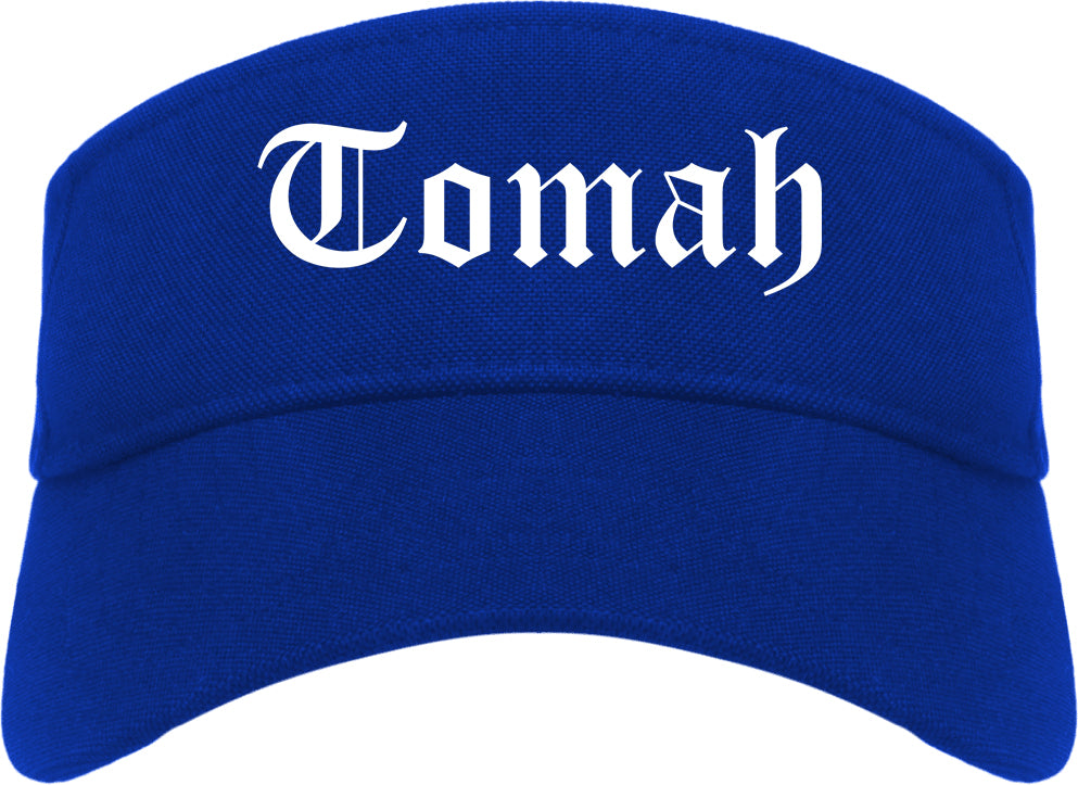 Tomah Wisconsin WI Old English Mens Visor Cap Hat Royal Blue