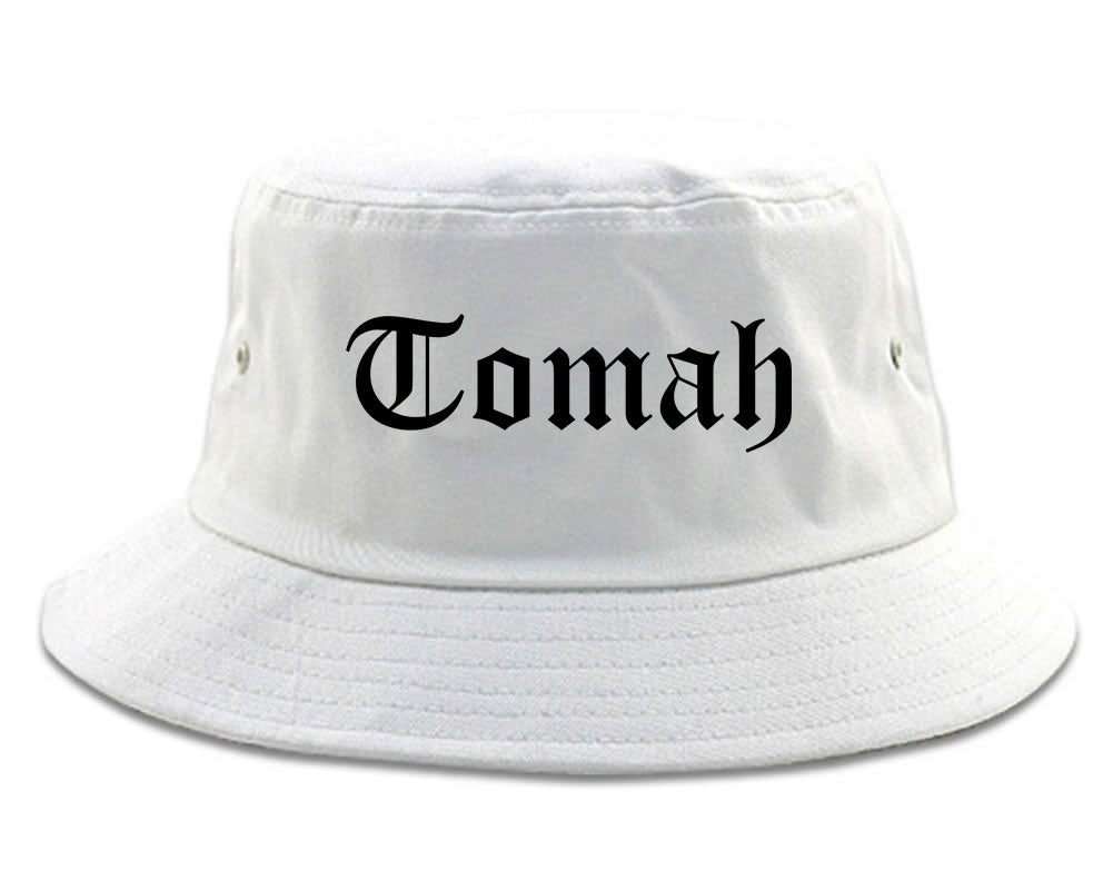 Tomah Wisconsin WI Old English Mens Bucket Hat White