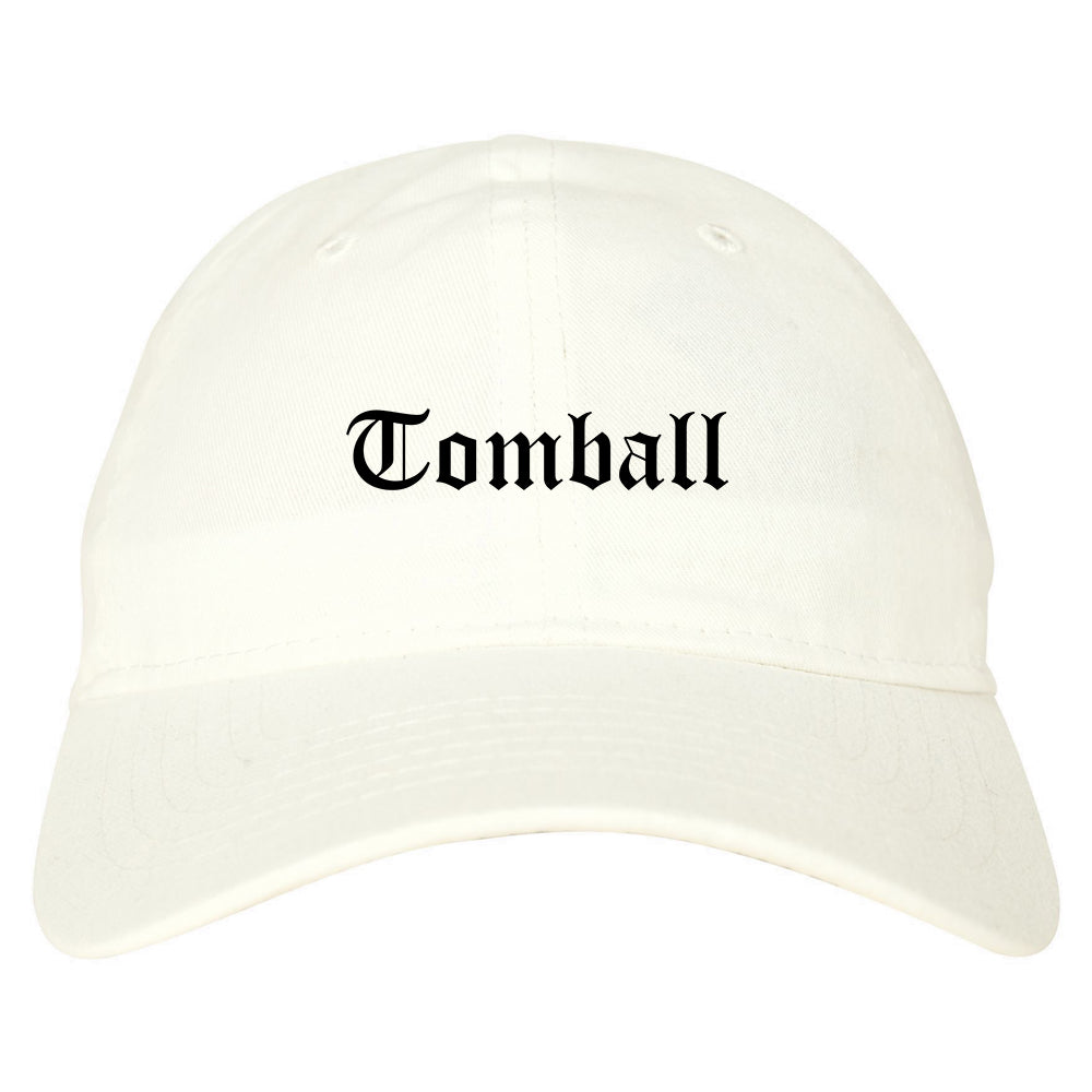 Tomball Texas TX Old English Mens Dad Hat Baseball Cap White