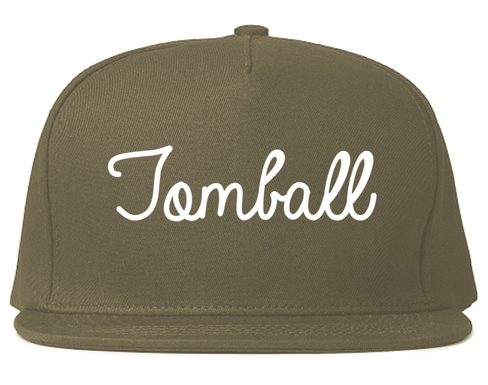 Tomball Texas TX Script Mens Snapback Hat Grey