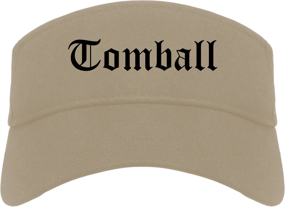 Tomball Texas TX Old English Mens Visor Cap Hat Khaki