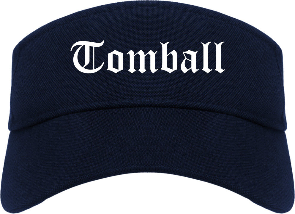 Tomball Texas TX Old English Mens Visor Cap Hat Navy Blue