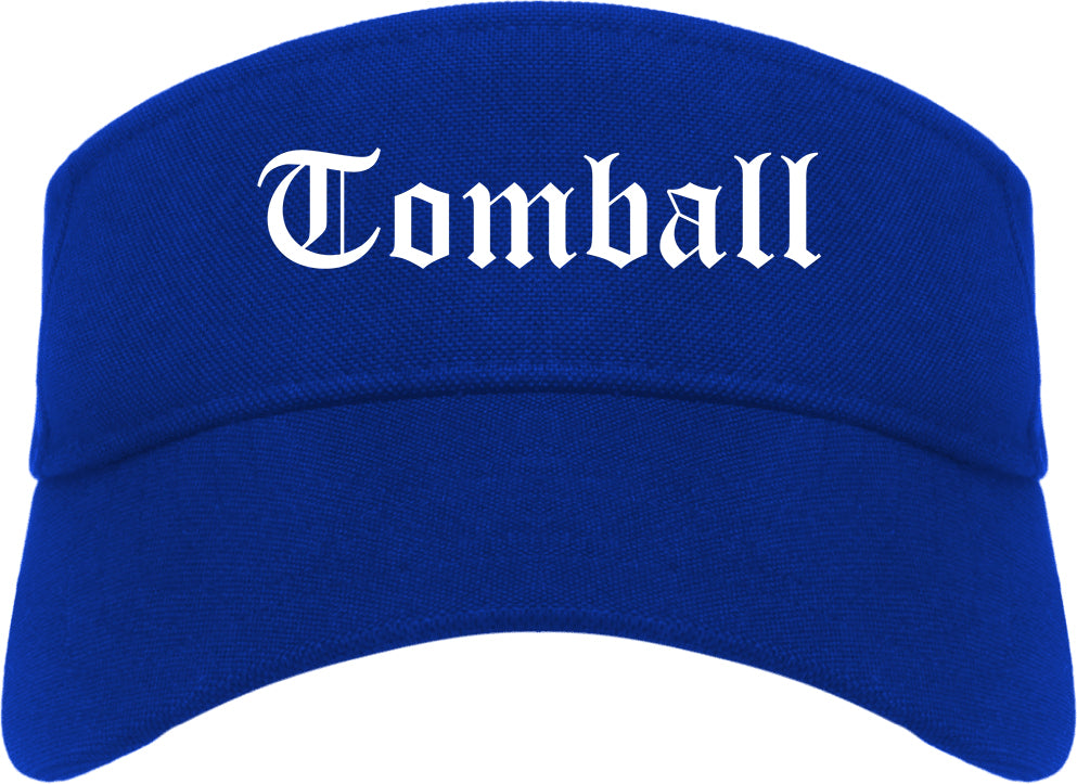 Tomball Texas TX Old English Mens Visor Cap Hat Royal Blue
