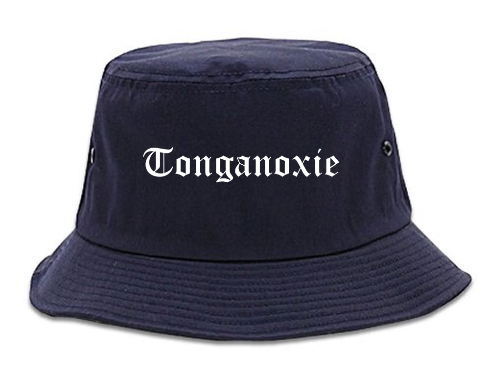 Tonganoxie Kansas KS Old English Mens Bucket Hat Navy Blue