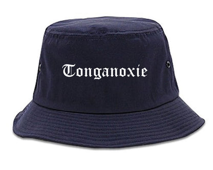 Tonganoxie Kansas KS Old English Mens Bucket Hat Navy Blue