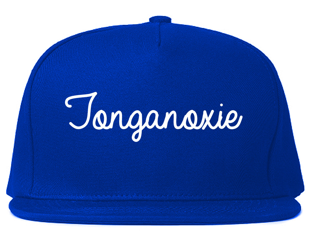 Tonganoxie Kansas KS Script Mens Snapback Hat Royal Blue