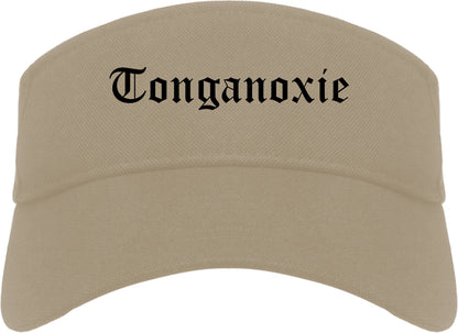 Tonganoxie Kansas KS Old English Mens Visor Cap Hat Khaki