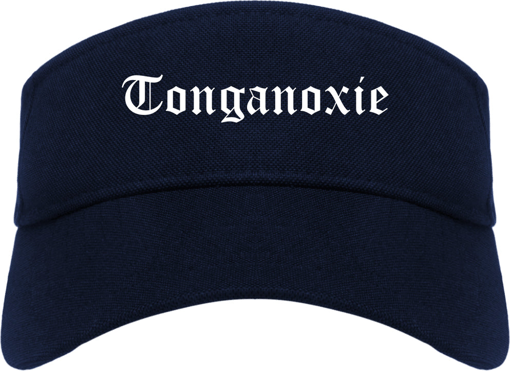 Tonganoxie Kansas KS Old English Mens Visor Cap Hat Navy Blue