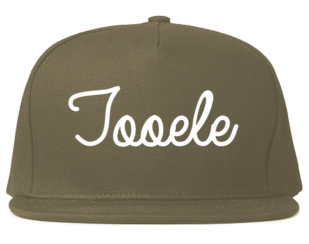 Tooele Utah UT Script Mens Snapback Hat Grey