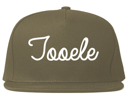 Tooele Utah UT Script Mens Snapback Hat Grey