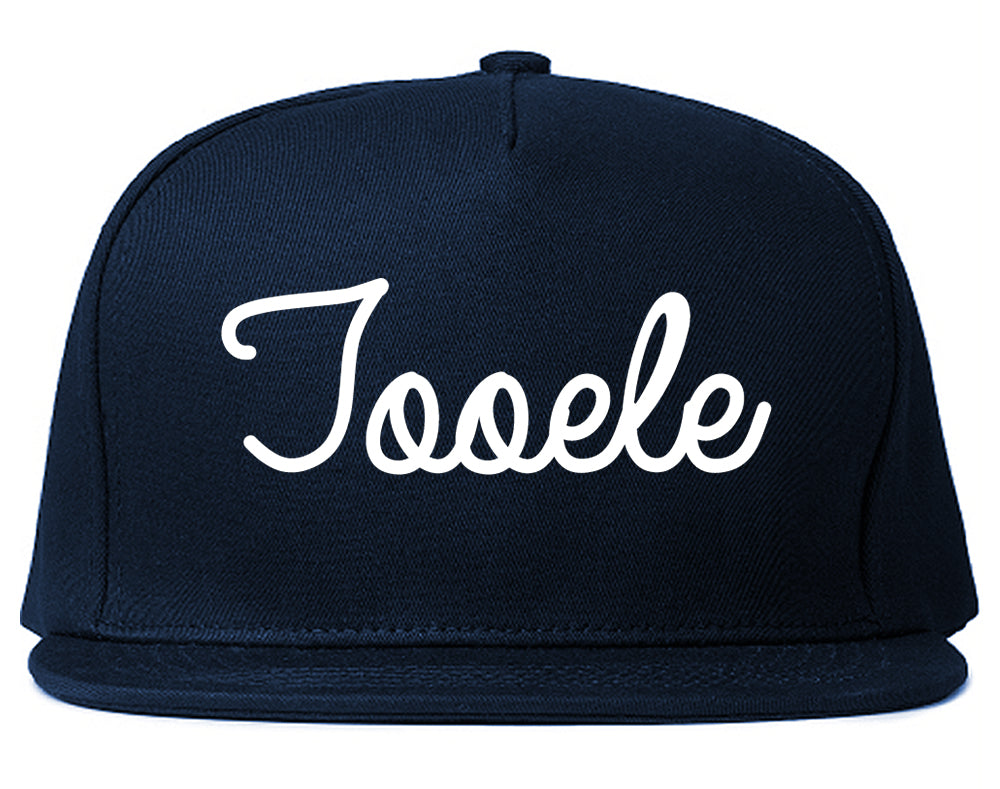 Tooele Utah UT Script Mens Snapback Hat Navy Blue