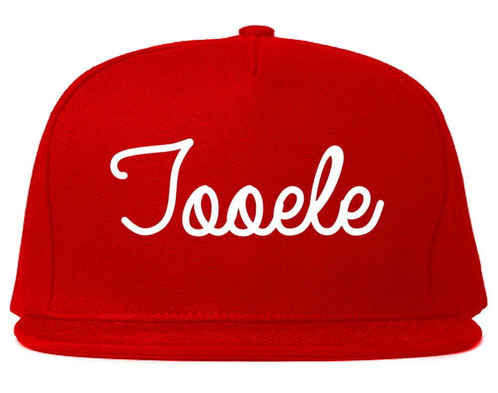 Tooele Utah UT Script Mens Snapback Hat Red