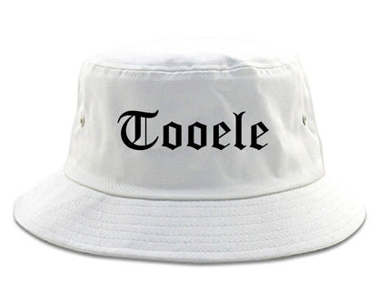 Tooele Utah UT Old English Mens Bucket Hat White