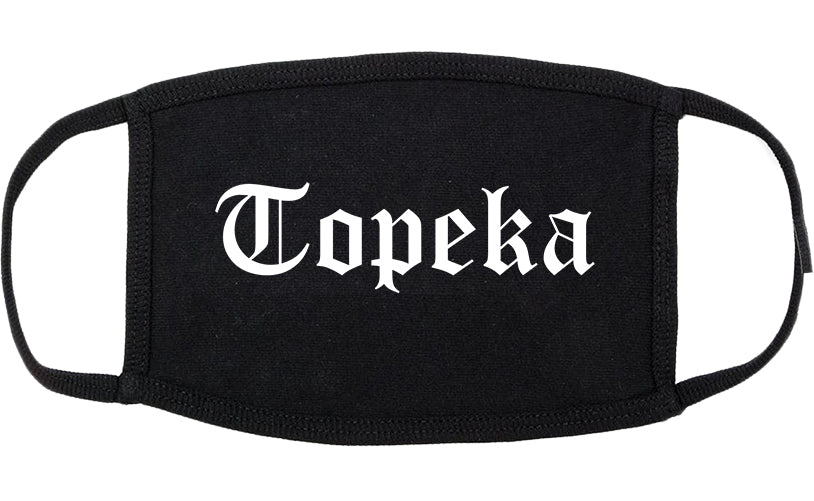 Topeka Kansas KS Old English Cotton Face Mask Black