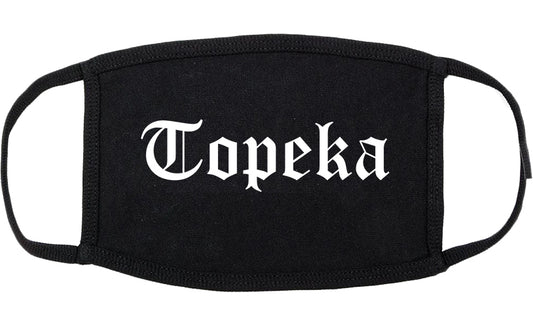 Topeka Kansas KS Old English Cotton Face Mask Black
