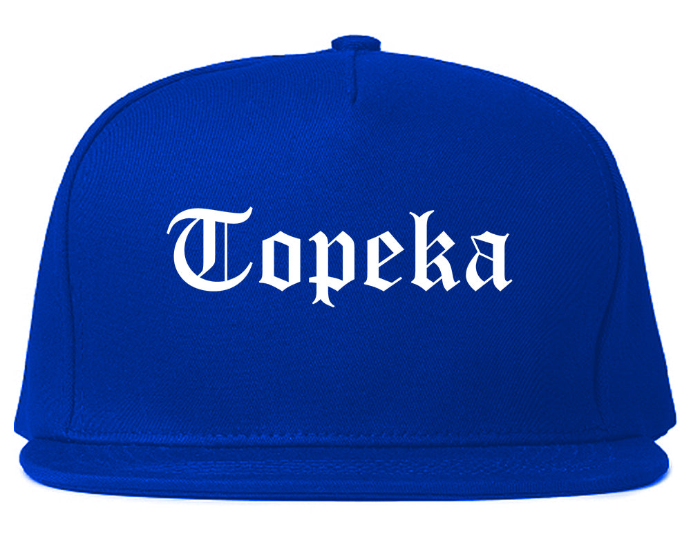 Topeka Kansas KS Old English Mens Snapback Hat Royal Blue