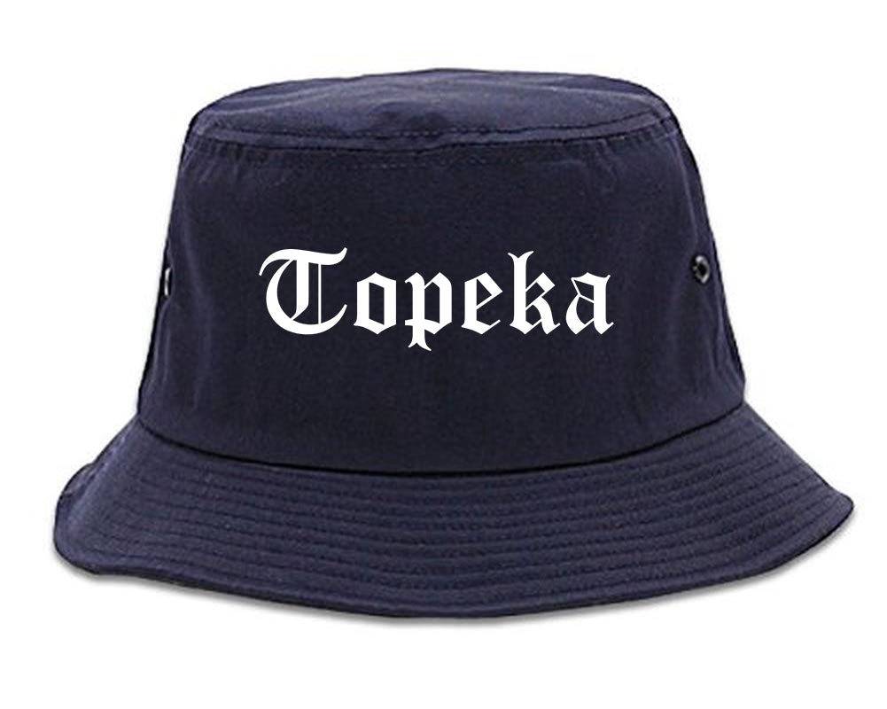 Topeka Kansas KS Old English Mens Bucket Hat Navy Blue