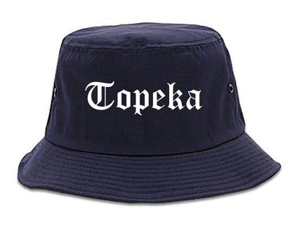 Topeka Kansas KS Old English Mens Bucket Hat Navy Blue