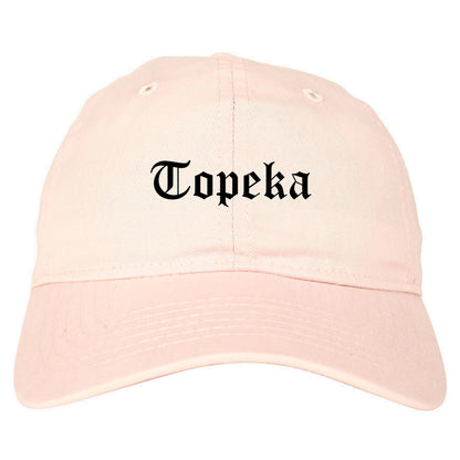 Topeka Kansas KS Old English Mens Dad Hat Baseball Cap Pink