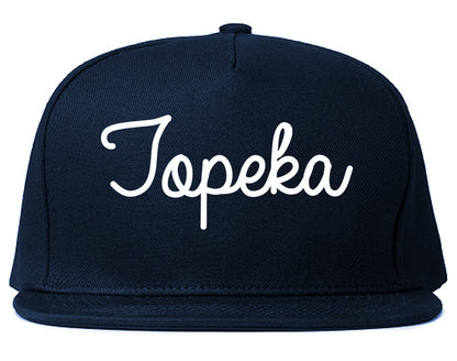 Topeka Kansas KS Script Mens Snapback Hat Navy Blue