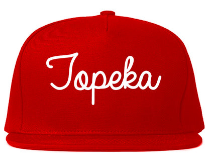 Topeka Kansas KS Script Mens Snapback Hat Red