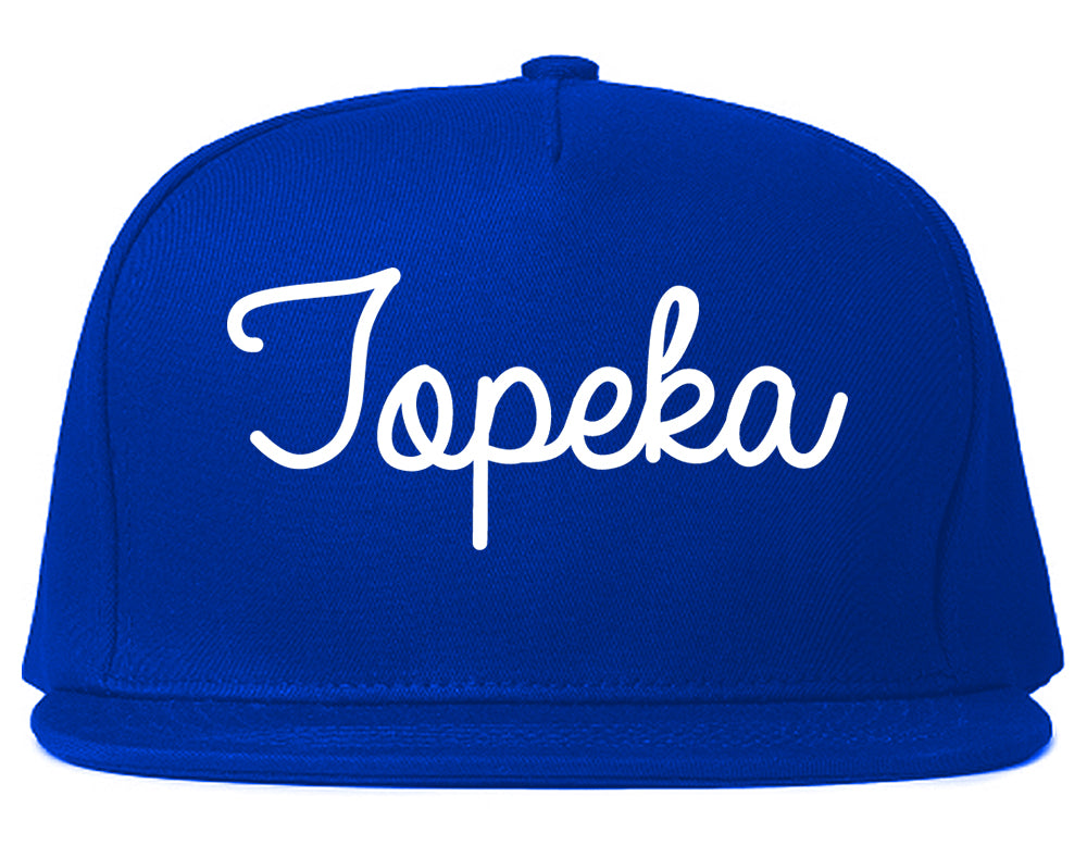 Topeka Kansas KS Script Mens Snapback Hat Royal Blue