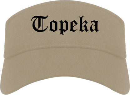 Topeka Kansas KS Old English Mens Visor Cap Hat Khaki