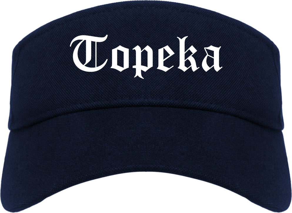 Topeka Kansas KS Old English Mens Visor Cap Hat Navy Blue