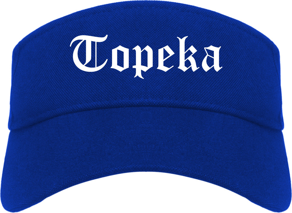 Topeka Kansas KS Old English Mens Visor Cap Hat Royal Blue