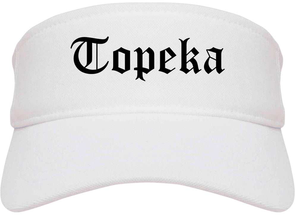 Topeka Kansas KS Old English Mens Visor Cap Hat White