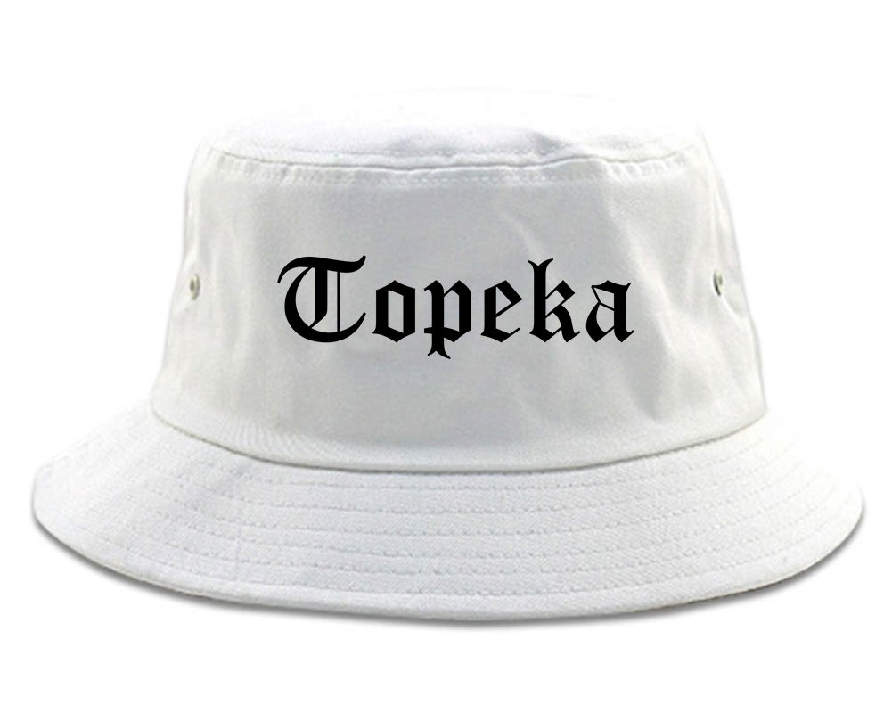 Topeka Kansas KS Old English Mens Bucket Hat White