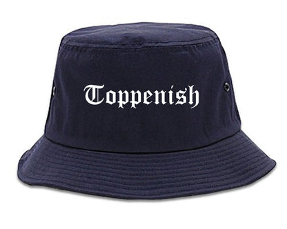 Toppenish Washington WA Old English Mens Bucket Hat Navy Blue