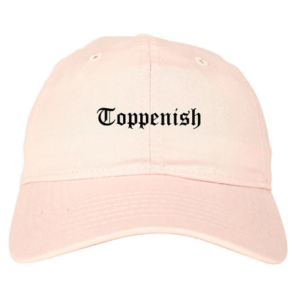 Toppenish Washington WA Old English Mens Dad Hat Baseball Cap Pink