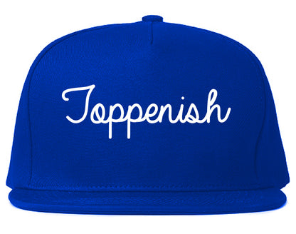 Toppenish Washington WA Script Mens Snapback Hat Royal Blue