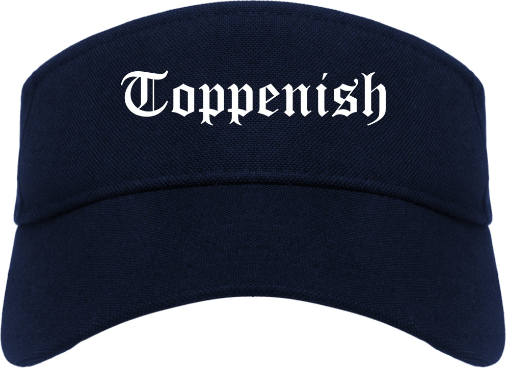 Toppenish Washington WA Old English Mens Visor Cap Hat Navy Blue